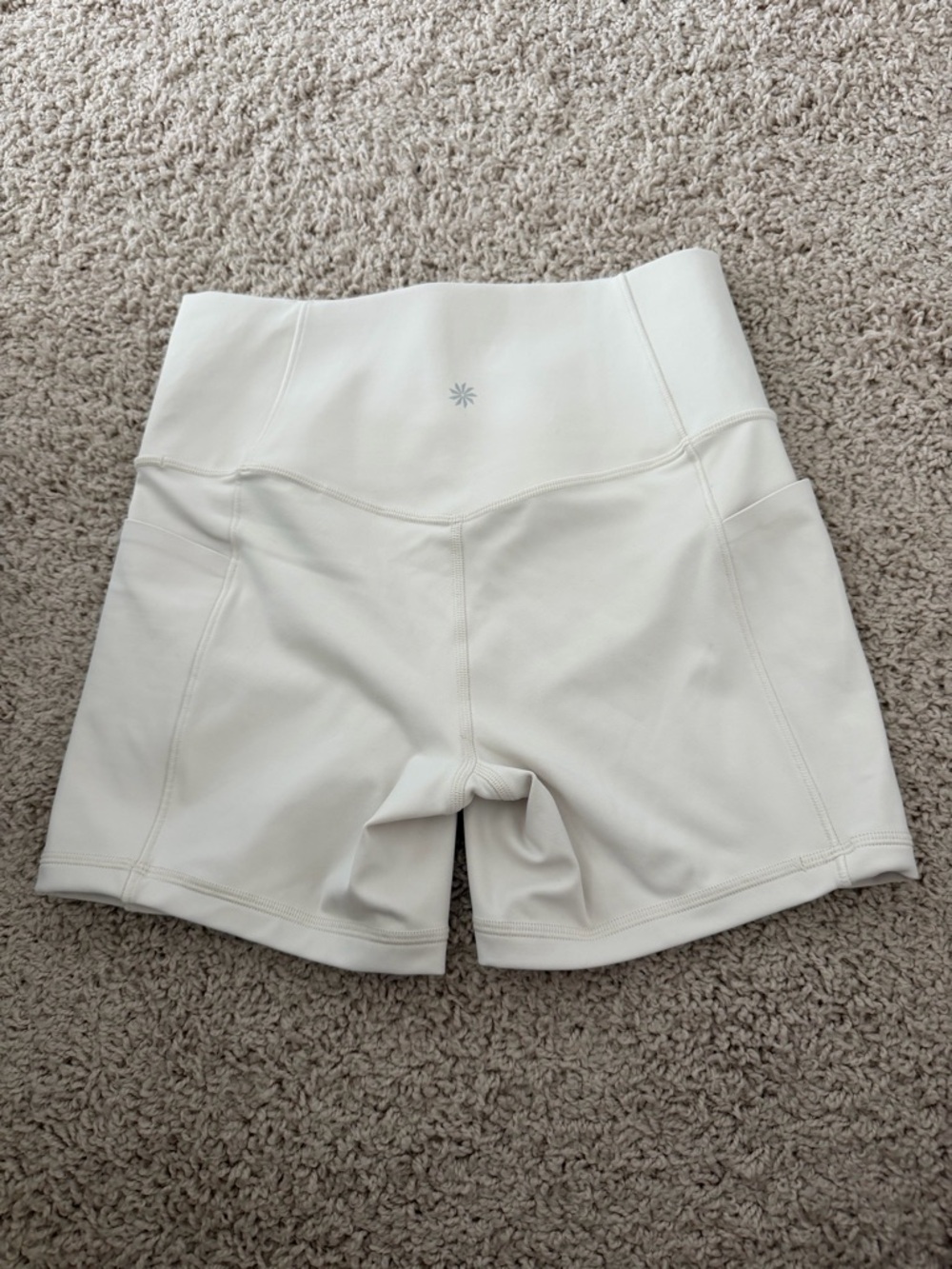 Athleta Women's Cream High-Waist Biker Shorts